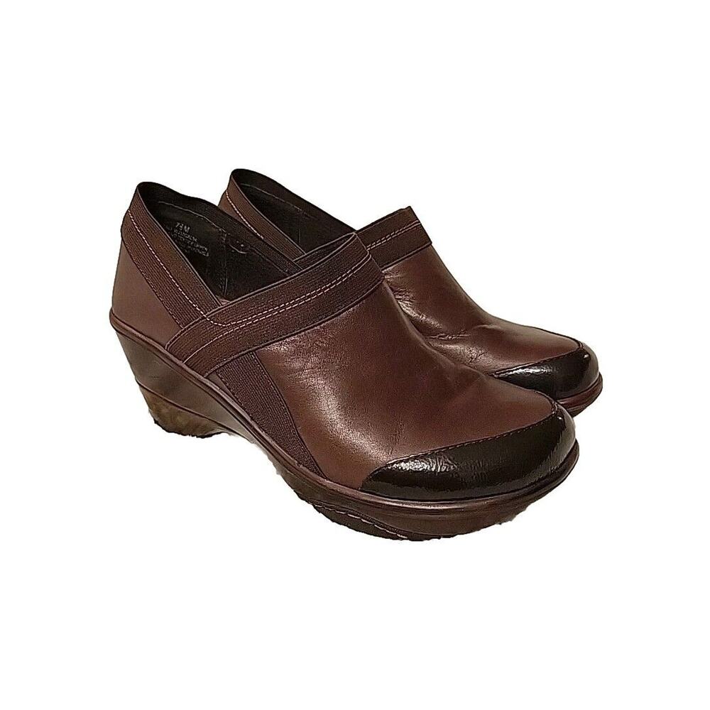 Jambu Shoes Cali Wedge Design Clogs Women’s Size 7.5M Brown Leather Shoes EUC